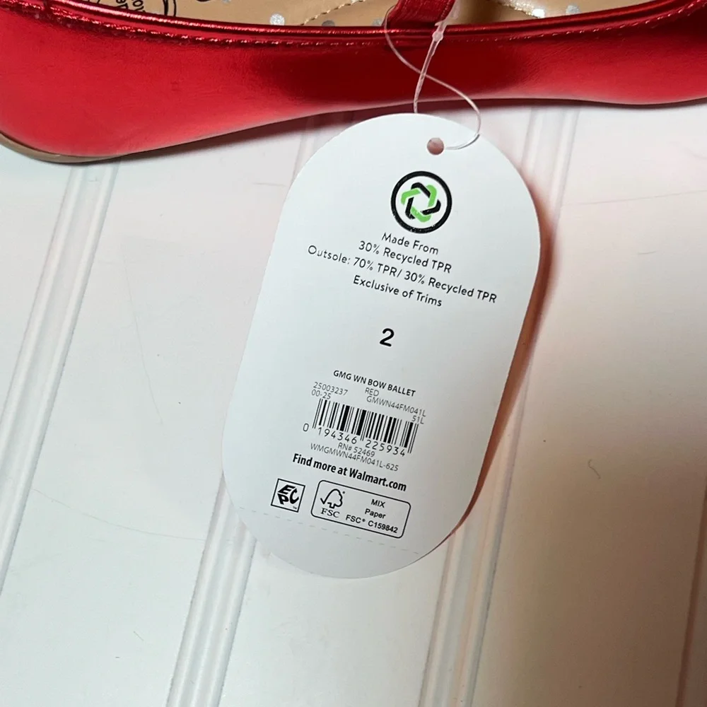 Wonder Nation Size 2 Little Girl Red Dress Shoes NWT